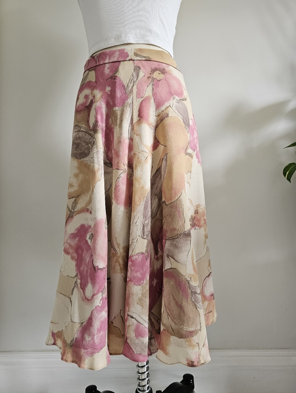VINTAGE floral a-line midi skirt